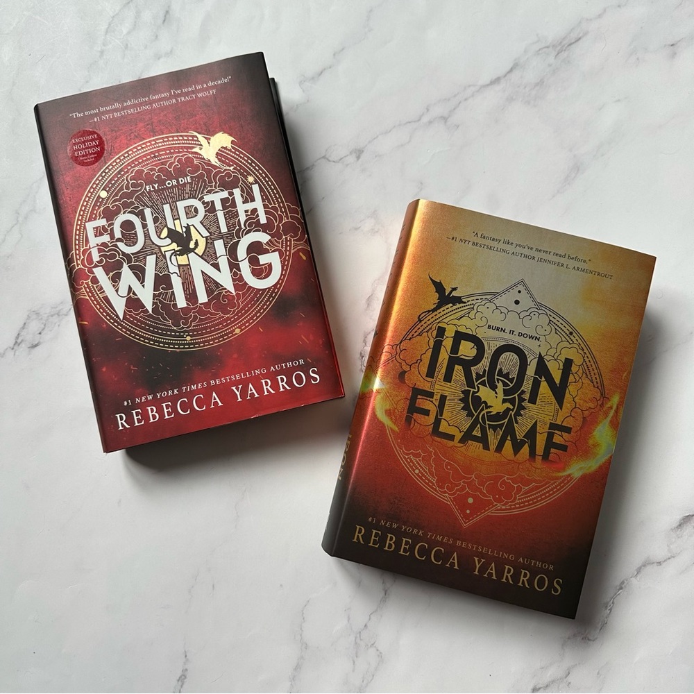 NWOT Fourth Wing Holiday and Iron Flame (by Rebecca Yarros) Hardcover Books
